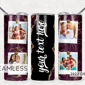 Gold Maroon Red Floral Milky Way Photo Tumbler Add Name Design Seamless for Pictures Sublimation Designs Downloads - Skinny 20oz - PNG 2022