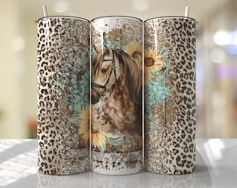 Seamless Tumbler Design Horse Cheetah Print Sublimation Designs Downloads - Skinny 20oz - PNG 2022