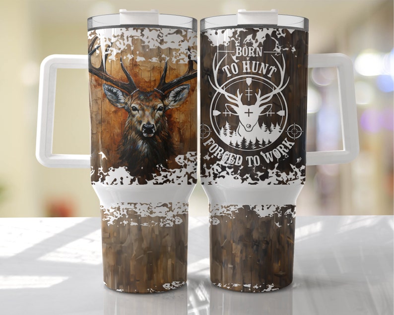 Funny Mens - Deer Hunting - 40oz Tumbler Wrap Sublimation Design Download PNG - DTF Digital File Download - Tumbler Template EmmePrintCo image 2