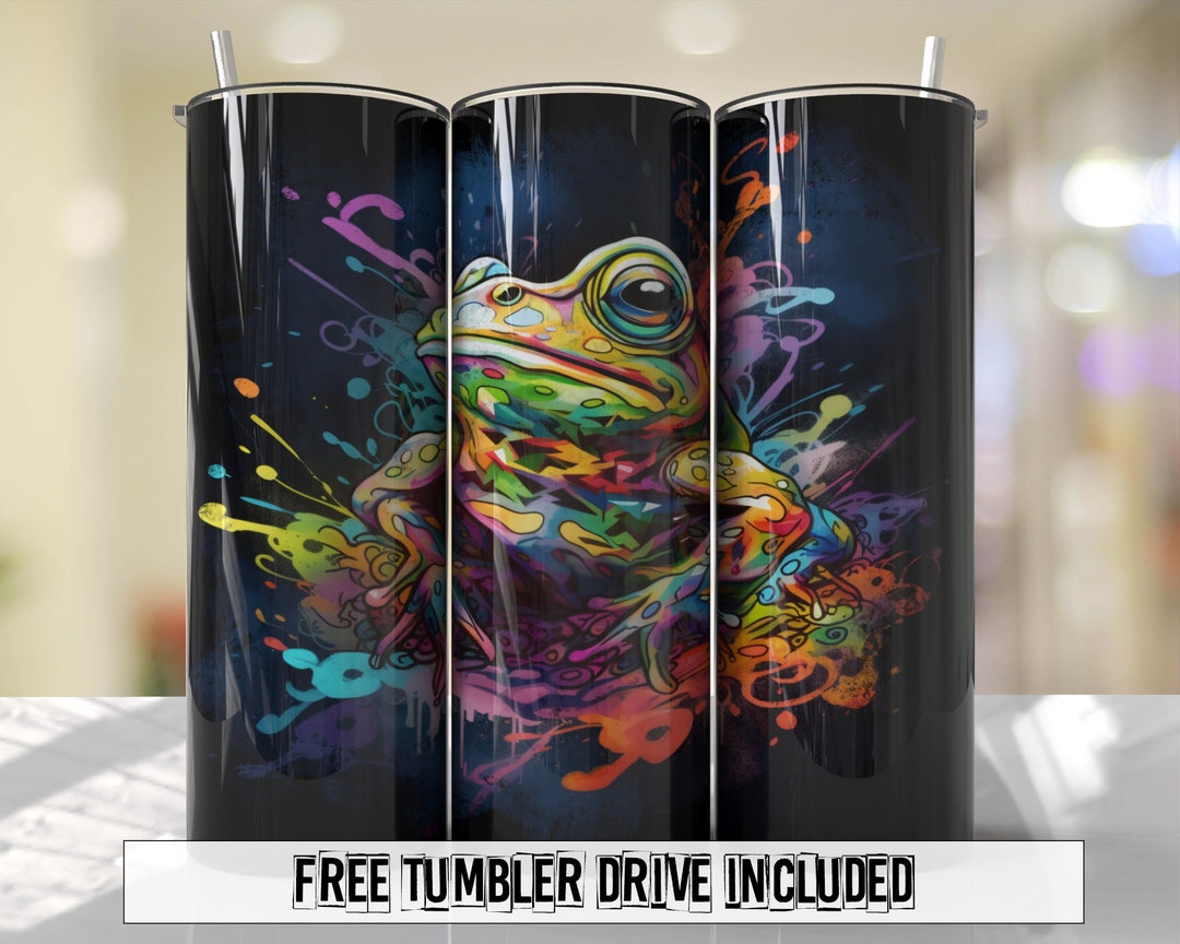 Frog Tumbler Wrap Neon Bright Colorful Designs Seamless Sublimation ...