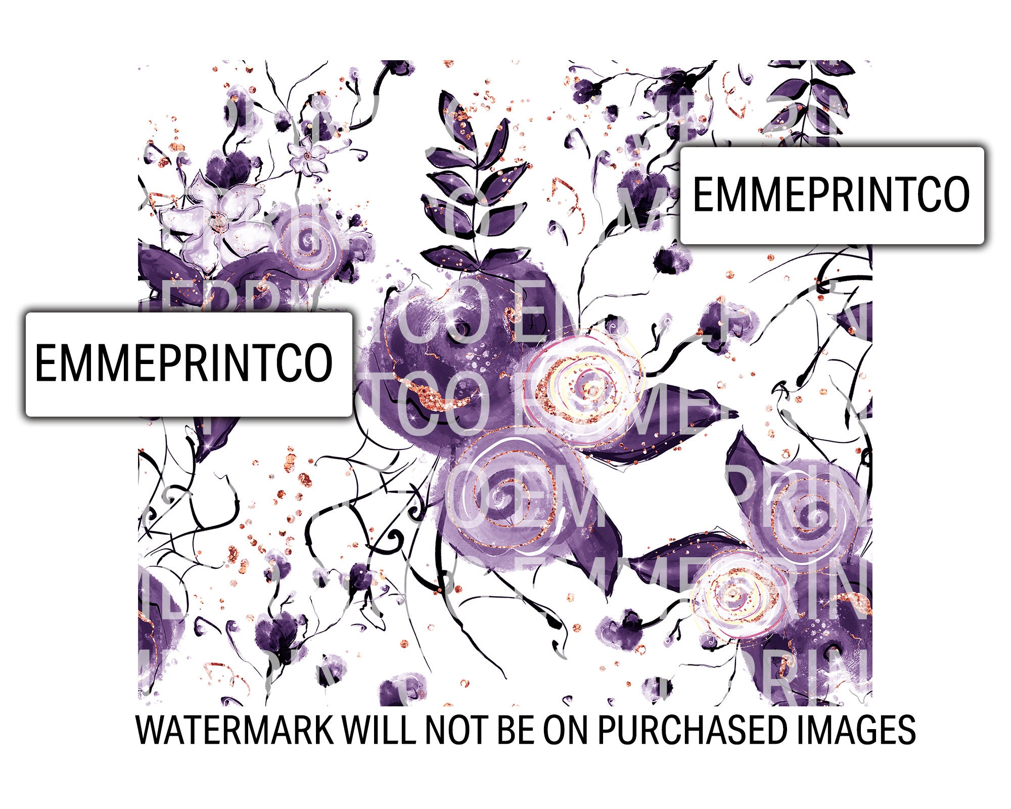 Purple Floral Tumbler Wrap PNG Seamless Sublimation Designs - Etsy