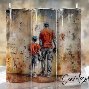 Modelo de copo de beisebol para pai, treinador de beisebol sem costura, filho, para homens, designs de sublimação, downloads - Design fino de 20 onças
