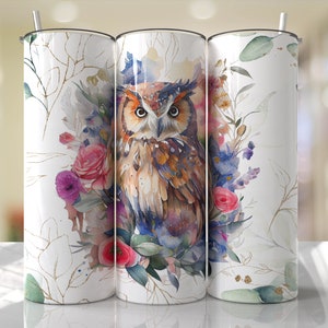 Eulen Tumbler Wrap Florale nahtlose Designs - Skinny Tumbler 20oz Design - PNG 2023