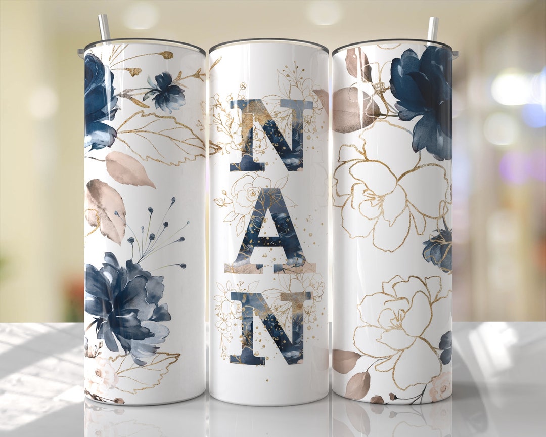 NAN Mother's Day Navy Blue Gold Floral Sublimation Tumbler - Etsy