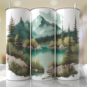 KEIN SEAM Mountain Tumbler Wrap Nahtloses Camping im Freien Sublimationsdesigns Downloads - Skinny 20oz - PNG 2022