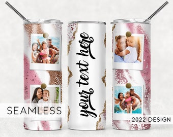 Aqua and Gold Photo Tumbler Add Name Seamless for Pictures Blush Pink Milky Way Sublimation Designs Downloads Skinny 20oz PNG 2022