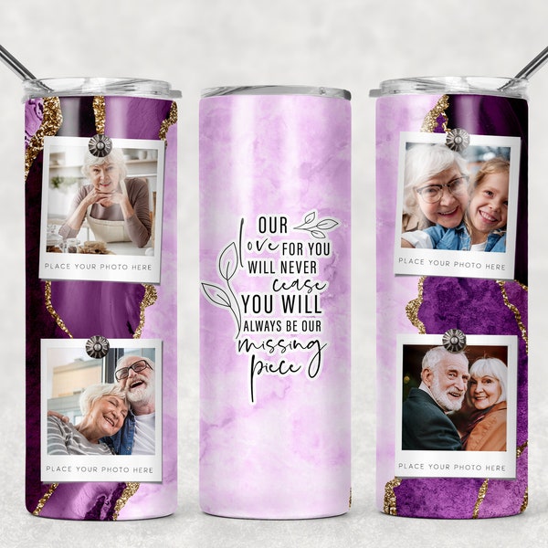 Purple Memorial Tumbler Wrap Photo Tumbler Template Sublimation Designs Downloads - Skinny Tumbler 20oz Design - PNG 2021