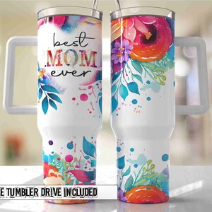 Beste Mutter aller Zeiten Helle Farben Blumen Mutter 40 Unzen Quencher Tumbler Wrap - Nahtlose PNG Tumbler Design Sublimation Designs Downloads - PNG