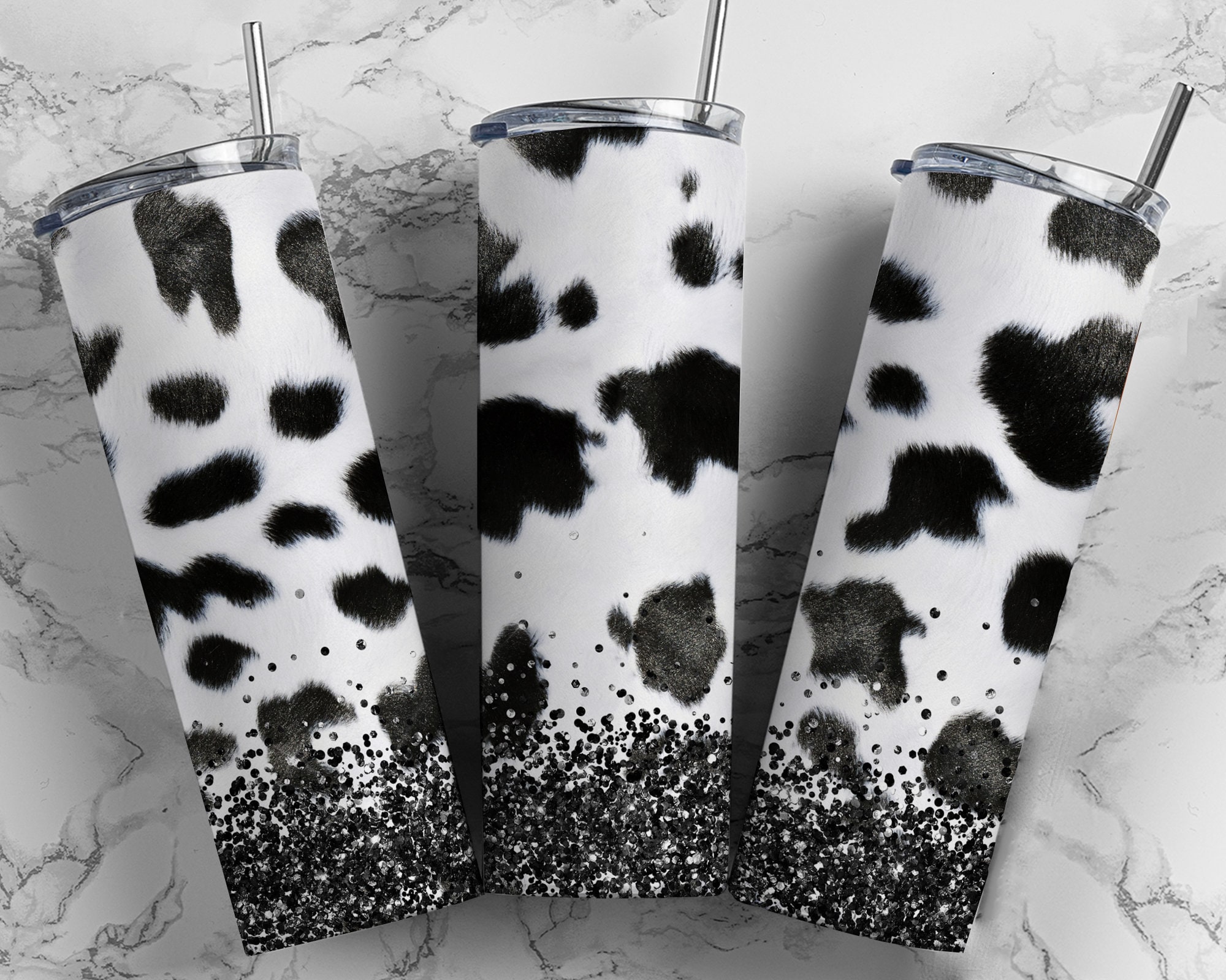 Cow Hide Tumbler Wrap PNG Glitter