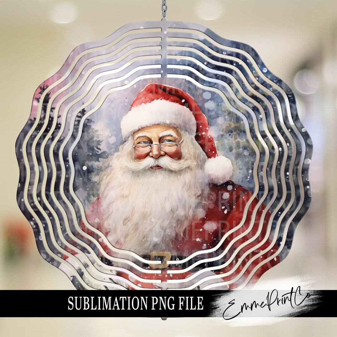 Christmas Wind Spinner Santa Sublimation Designs Watercolor - PNG ...