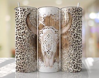Western Tumbler Design Cowgirl Bull Cow Skull Seamless Country Sublimation Designs Downloads - Skinny 20oz - PNG 2022