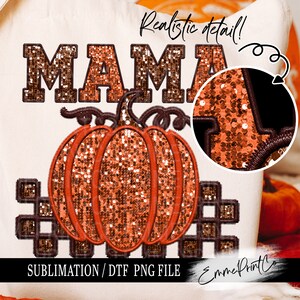 Faux Broderi MAMA - Thanksgiving - Paljetter Glitter Sublimeringsdesign Ladda ner PNG - DTF Ladda ner - Skjortor EmmePrintCo