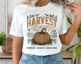 Pumpkin Harvest Sublimation PNG Tshirt Design Fall Flora PNG - Retro Halloween DTF