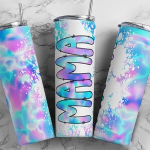 Bright Neon Mama Aqua Blue Tumbler Wrap PNG Mom Life Seamless Sublimation Designs Download - Tumbler 20oz Design - PNG 2022