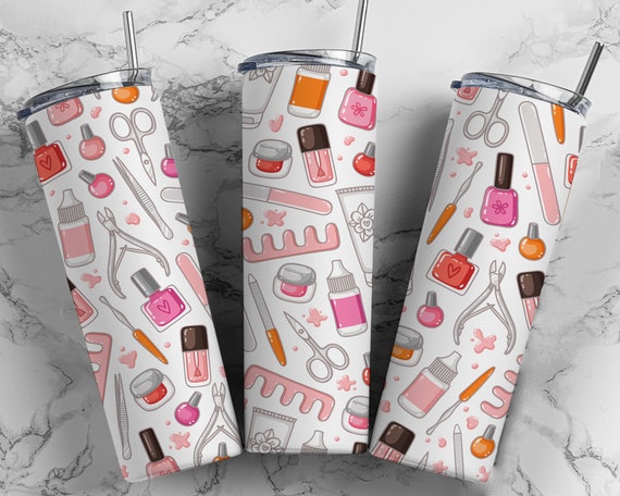 Nail Tech Tumbler Wrap PNG Beauty Seamless Sublimation Designs Downloads - Skinny Tumbler 20oz Design - PNG 2022