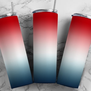 4th July Tumbler Wrap PNG Red White and Blue Ombre Gradient Seamless Sublimation Designs Downloads - Skinny Tumbler 20oz Design - PNG 2022