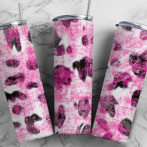 Pink Western Tumbler Wrap Cow Print Background Seamless Country Sublimation Designs Downloads - Skinny 20oz - PNG 2022