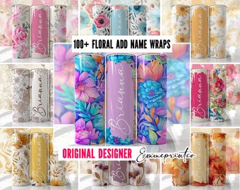 100+ FLOWER TUMBLER WRAP Bundle  Add Name Custom Sublimation Tumbler Templates png Floral Tumbler Wrap Bundle