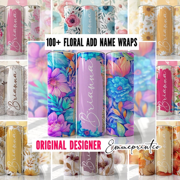 100+ FLOWER TUMBLER WRAP Bundle  Add Name Custom Sublimation Tumbler Templates png Floral Tumbler Wrap Bundle