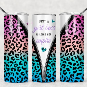 Just a Girl Boss Building Her Empire Zip Cheetah Print Naadloze Sublimatie Ontwerpen Downloads Skinny Tumbler 20oz Ontwerp, PNG 2020