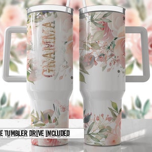 Floral GRAMMA Mother&#39;s Day 40oz Quencher Tumbler Wrap -  Seamless PNG Tumbler Design Sublimation Designs Downloads - PNG