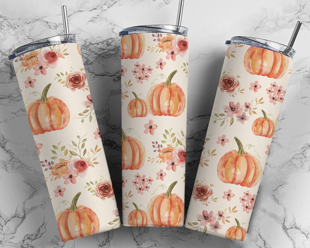 Fall Pumpkin Tumbler Wrap PNG Seamless Sublimation Designs Downloads ...