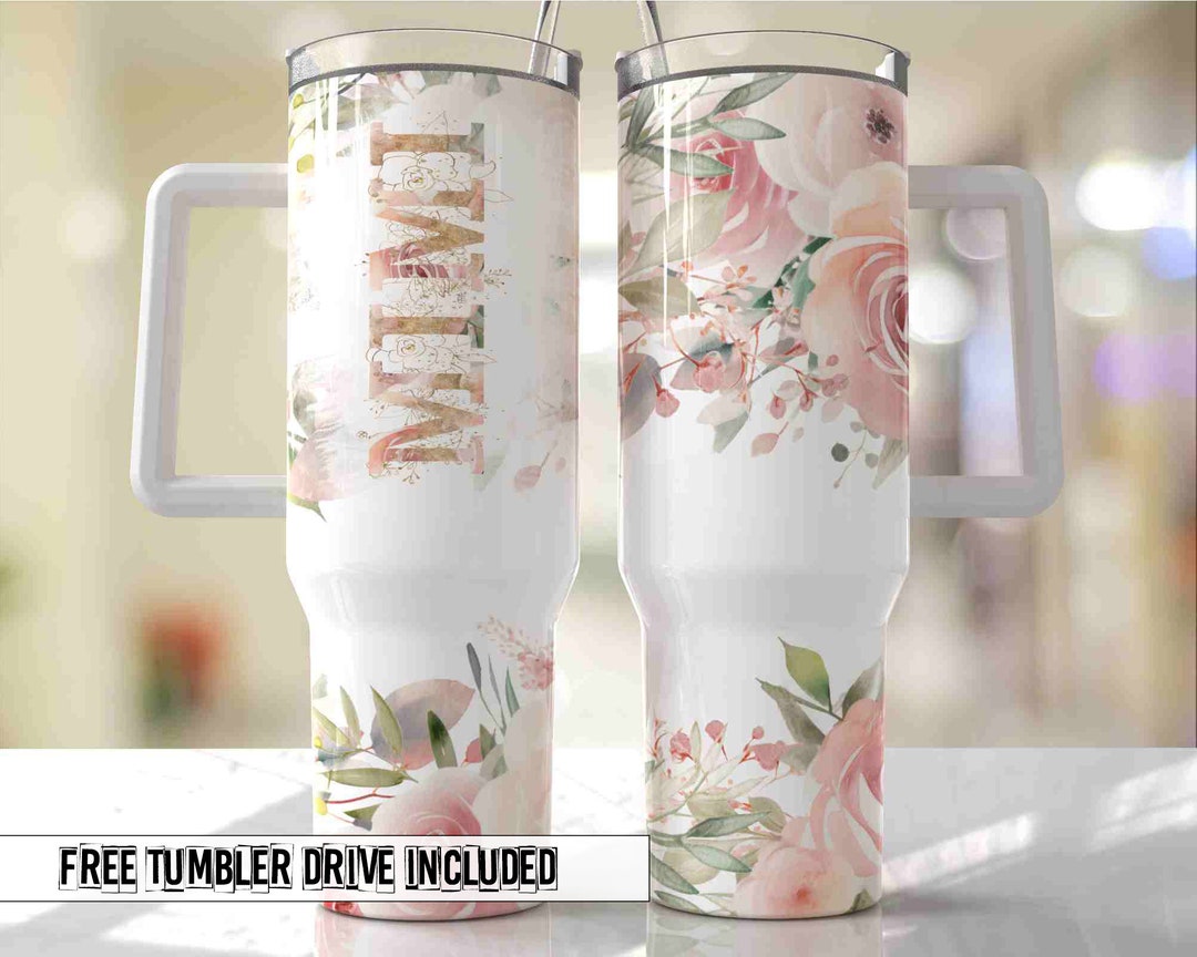 Floral MIMI Mother's Day 40oz Quencher Tumbler Wrap - Seamless PNG ...