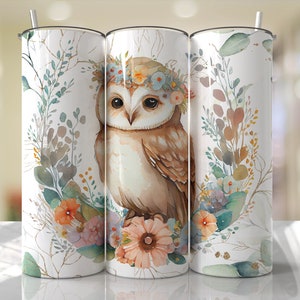 Eulen Tumbler Wrap Florale nahtlose Designs - Skinny Tumbler 20oz Design - PNG 2023