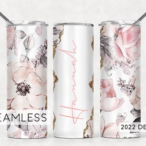 Floral fügen Sie Ihren eigenen Namenstext hinzu Nahtloses Tumbler Design Gold Sublimation Designs Downloads - Skinny 20oz - PNG 2022