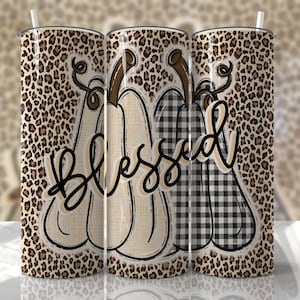 Fall Blessed - Thanksgiving - 20oz Skinny Seamless Tumbler Wrap PNG - Sublimation Tumbler Template - EmmePrintCo