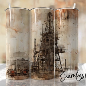 Oilfield Worker Tumbler Wrap Seamless Tumbler Template for Men Sublimation Designs Downloads - Skinny 20oz Design