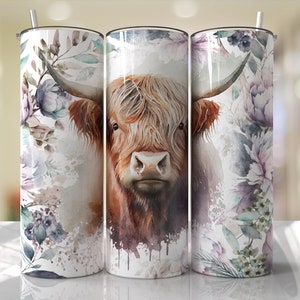 Highland Cow Tumbler Wrap Seamless Designs - Skinny Tumbler 20oz Design - PNG 2023
