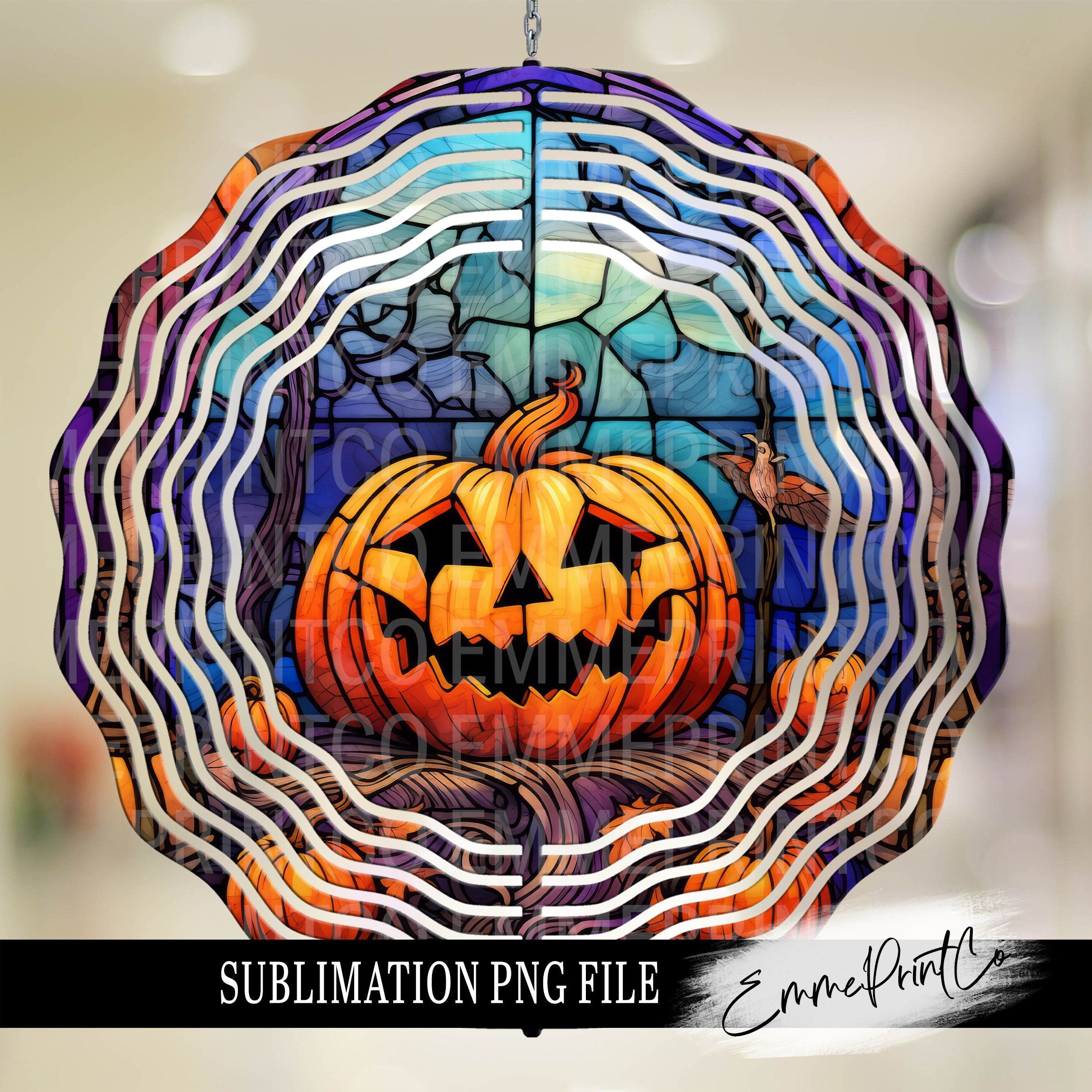 Halloween Pumpkin Wind Spinner Sublimation Designs Alchohol Ink