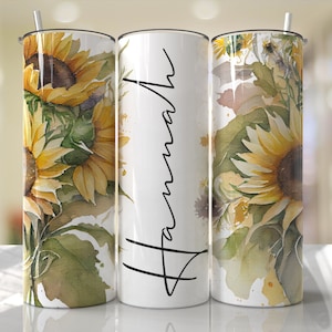 Sunflower Tumbler Wrap with Name Sublimation Tumbler Designs Add Your Own Text Seamless Downloads - Skinny Tumbler 20oz Design - PNG 2021