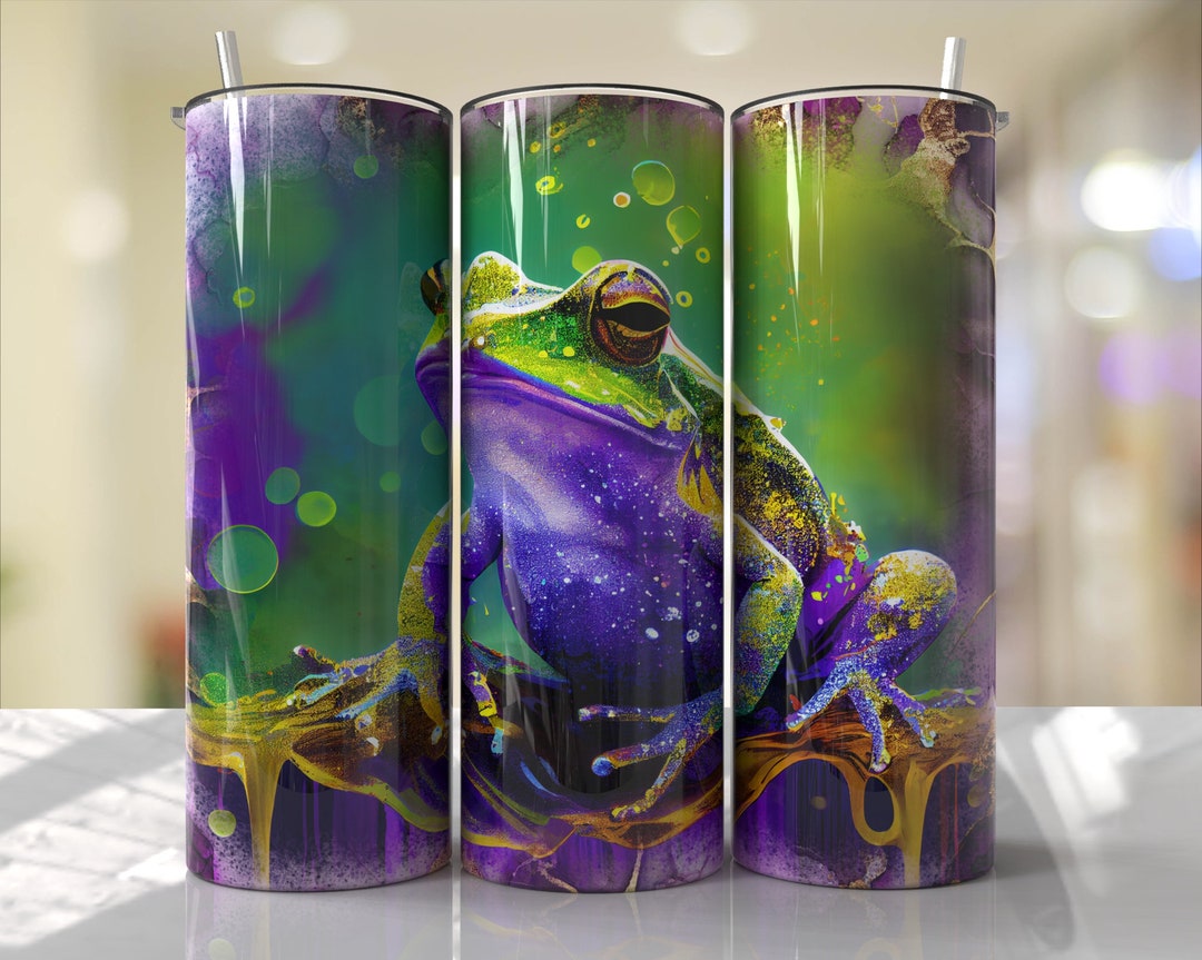 Frog Tumbler Wrap Purple Alcohol Ink Seamless Sublimation Designs ...