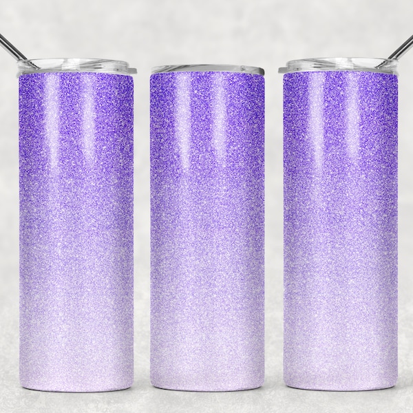 Purple to White Ombre Glitter Sublimation Designs Downloads - Skinny Tumbler 20oz Design - PNG Commercial Use 2020