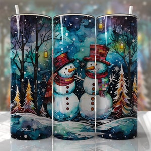 Christmas - Snowman - 20oz Skinny Seamless Tumbler Wrap PNG - Sublimation Tumbler Template - EmmePrintCo