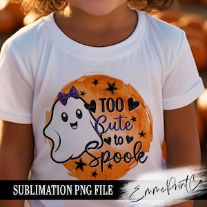 かわいいゴースト ハロウィン昇華デザイン PNG - 怖がらせるには可愛すぎるハロウィン Tシャツ マグ タンブラー昇華 - PNG - EmmePrintco