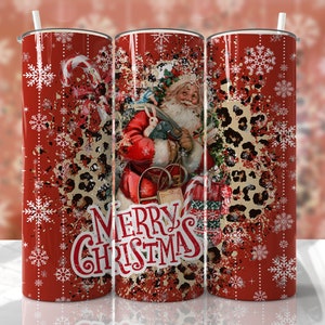 Vintage kerstman kerstmis beker wrap png-ontwerp naadloze sublimatie ontwerpen downloads - magere beker 20oz ontwerp - png