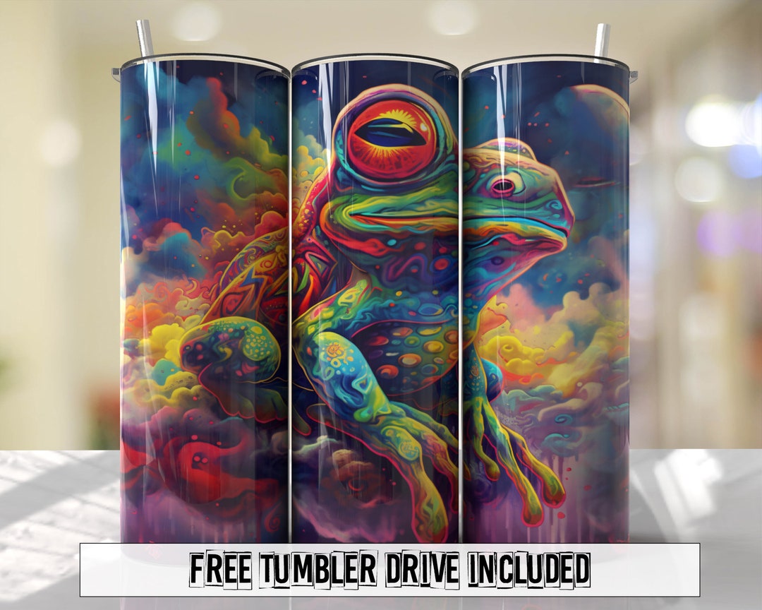 Frog Tumbler Wrap Neon Bright Colorful Designs Seamless Sublimation ...
