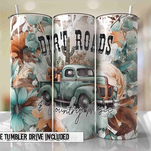Estradas de terra e música country Seamless Tumbler Wrap PNG Seamless Sublimation Designs Downloads - Skinny 20oz Design