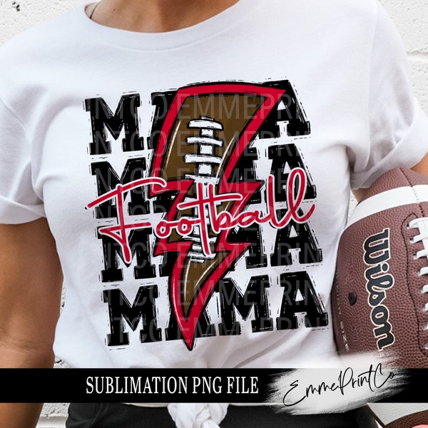 Red Football MAMA Sublimation Design PNG - Tshirt Mugs Tumbler Sublimation - PNG - EmmePrintco