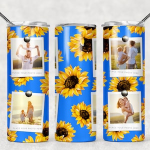 Molduras para fotos Girassol azul Copo de fotos Modelos de sublimação Designs Downloads - Copo fino 20oz Design - PNG 2021
