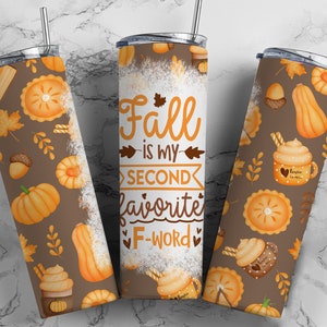 Grappige F-Word herfstbeker wrap PNG bloemen naadloze sublimatie ontwerpen downloads - mager 20oz