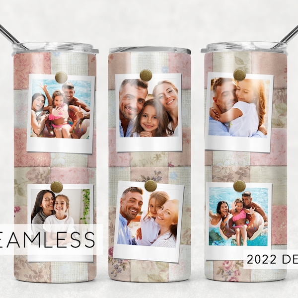 Photo Tumbler Design Seamless for Pictures Patchwork Quilt Crafter Sublimation Designs Downloads - Skinny 20oz - PNG 2022