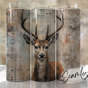 Deer Tumbler Wrap Seamless Hunting Tumbler Template para Homens Sublimação Designs Downloads - Skinny 20oz Design