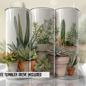 Pot Plant Tumbler Wrap PNG Sublimation Designs Tumbler - Skinny Tumbler 20oz Design