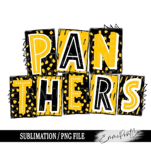 Panthers Schulgeist Pride Sublimationsdesign PNG - Schwarz Gelb Gold Sportmannschaft PNG Tshirt Tassen Becher Sublimation - PNG - EmmePrintco