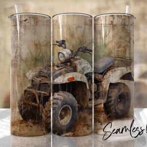 ATV 4 Wheeler Tumbler Wrap Nahtlose Quad Bike Tumbler Vorlage für Männer Sublimationsdesigns Downloads - Skinny 20oz Design