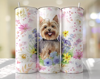 Diseño de vaso para mamá Yorkshire Terrier (envoltura PNG, diseños de sublimación) - Descargas - Skinny 20oz - PNG - 2023